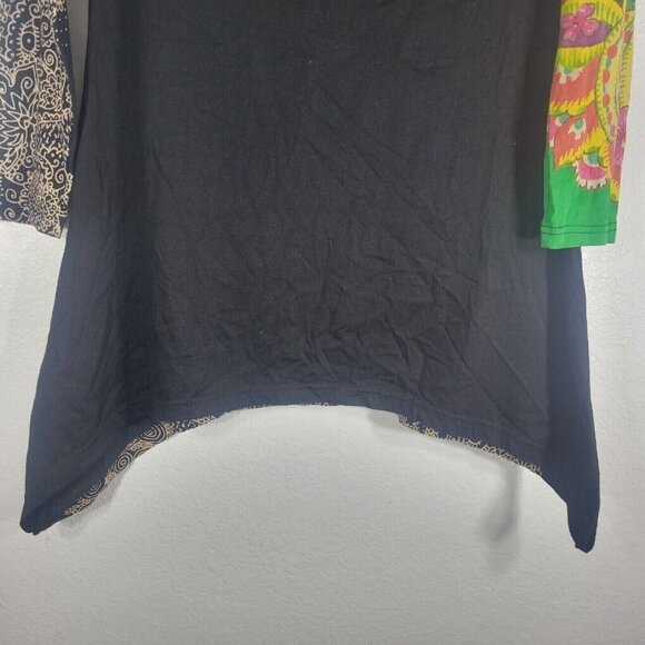 Desigual Long Sleeve Graphic Dress Large 90s Embroidered Floral Indie Sleeze - Picture 9 of 12